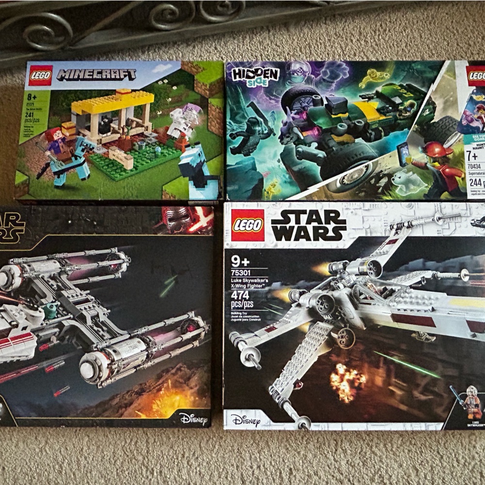 Selling 4 boxes of new lego sets. Perfect for ages 8 and up.